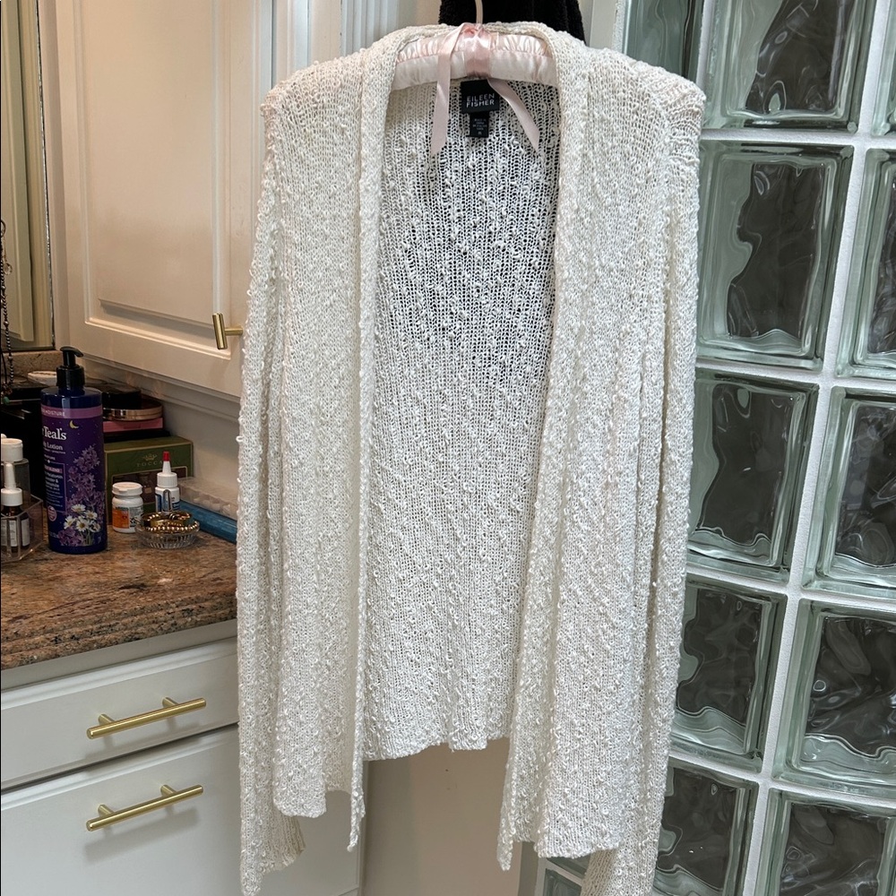 Eileen Fisher Ivory Textured Cardigan